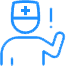 Doctor or nurse icon with an alert sign.