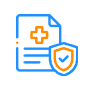 Medical document with shield icon.