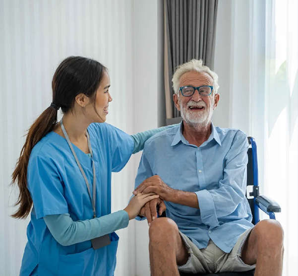 Image illustrating professional catheter care or maintenance.