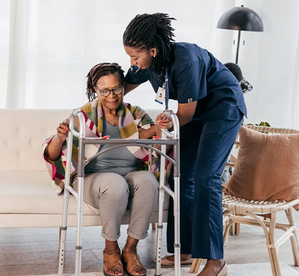 Graphic showing kind, supportive memory care services.