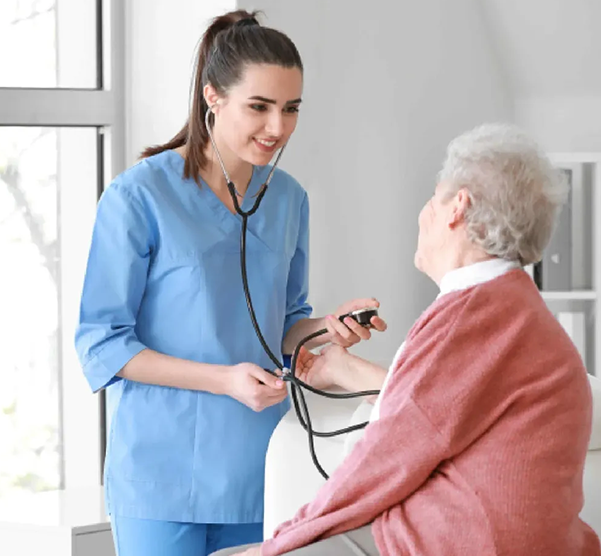 Graphic showing the seamless transition of care from hospital to the home setting.