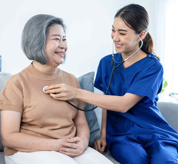 Photo of a nurse providing professional home healthcare.