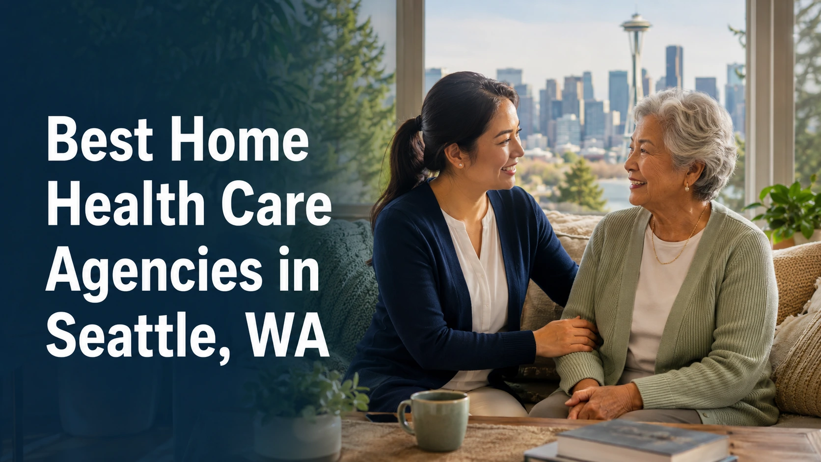 Home health caregiver supporting a senior woman in her Seattle home